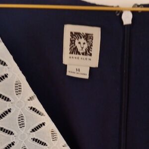 Anne Klein Navy Dress with White Lace Accent